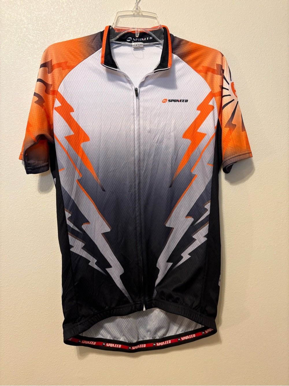 Sponeed Men's Lightweight Cycling Jersey - Orange/Gray/Black